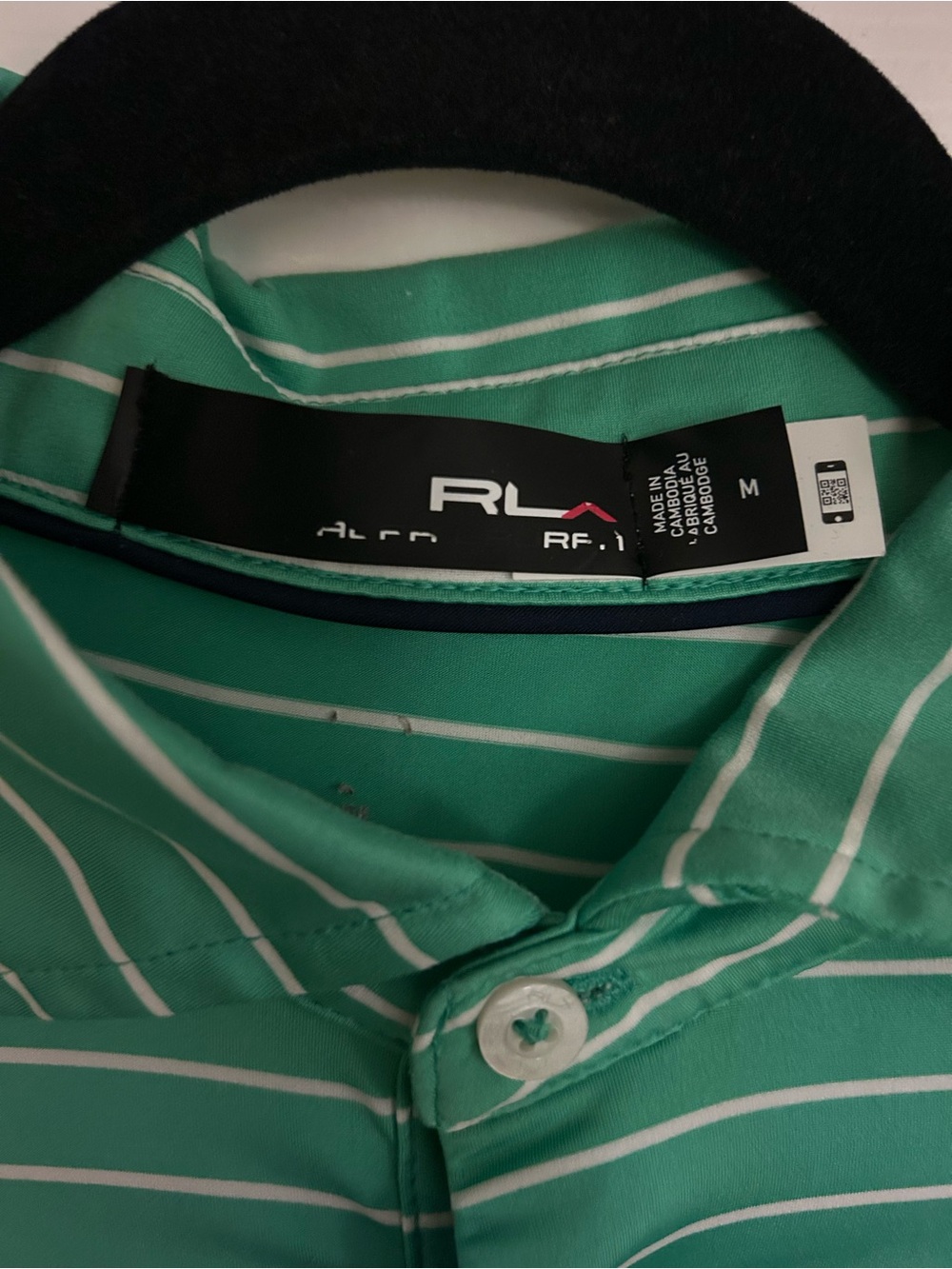 RLX Ralph Lauren Men’s Green Striped Polo Shirt - Picture 2 of 2